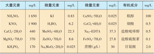 MS固體培養(yǎng)基成分配方